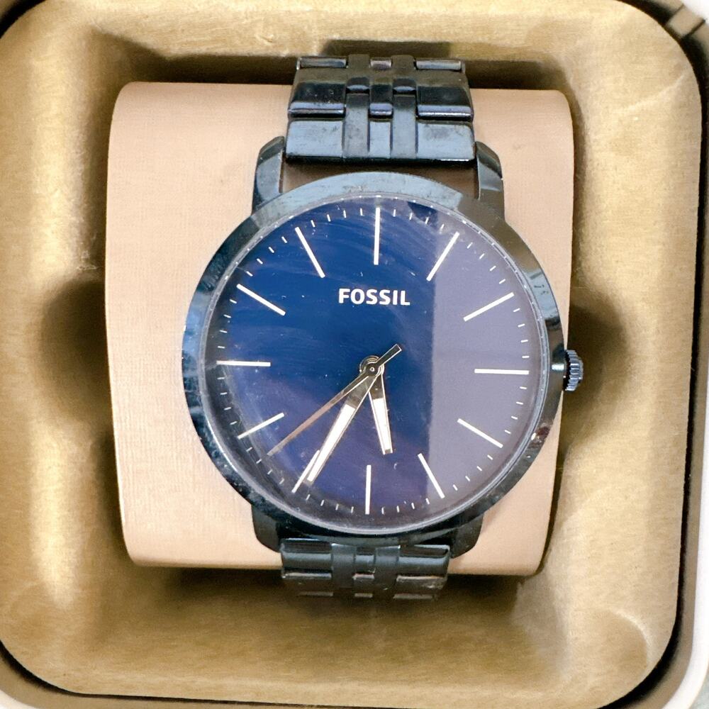 Fossil BQ2324 44Mm Luther Blue Round Stainless Steel Watch